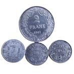 Belgique. 4 Silver Coins (1x 2 Francs + 3x 50 Cents) -