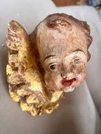sculptuur, Rokoko-Engelskopf (Putto) – Holz geschnitzt und