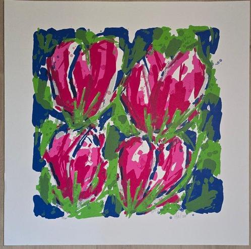 Ad van Hassel (1953) - Paarse Tulpen, Antiek en Kunst, Antiek | Overige Antiek