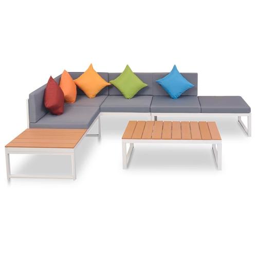 vidaXL 4-delige Loungeset met kussens aluminium en HKC, Tuin en Terras, Tuinsets en Loungesets, Loungeset, Nieuw, Verzenden