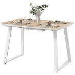 eettafel-met-uitrekbare-tafel-en-houten-look-eiken, Huis en Inrichting, Tafels | Eettafels, Ophalen of Verzenden, Nieuw, Modern