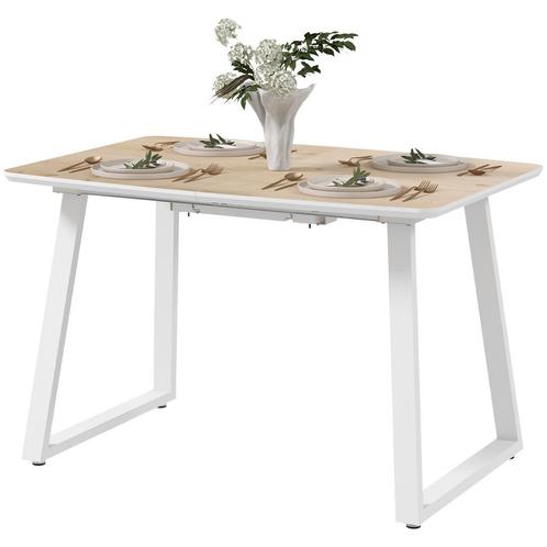 eettafel-met-uitrekbare-tafel-en-houten-look-eiken, Huis en Inrichting, Tafels | Eettafels, Nieuw, Ophalen of Verzenden