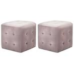 vidaXL Poef 2 st 30x30x30 cm fluweel roze, Verzenden, Nieuw