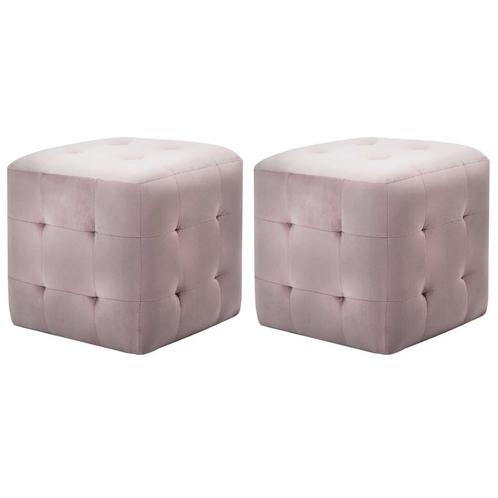 vidaXL Poef 2 st 30x30x30 cm fluweel roze, Huis en Inrichting, Zetels | Voetbanken en poefs, Nieuw, Verzenden