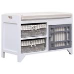vidaXL Halbank 70x33,5x45 cm paulowniahout wit, Huis en Inrichting, Verzenden, Nieuw