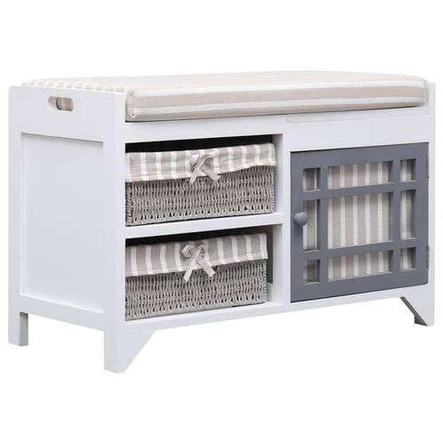 vidaXL Halbank 70x33,5x45 cm paulowniahout wit, Huis en Inrichting, Overige Huis en Inrichting, Nieuw, Verzenden