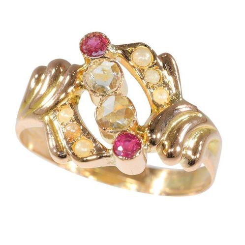 NO RESERVE PRICE - 18 carats Or rose - Bague Diamant -, Handtassen en Accessoires, Antieke sieraden