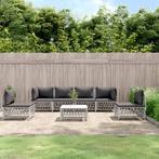 vidaXL 7-delige Loungeset met kussens staal wit, Tuin en Terras, Tuinsets en Loungesets, Verzenden, Nieuw, Loungeset