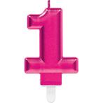 Kaars 1 Jaar Roze 8cm, Hobby en Vrije tijd, Feestartikelen, Verzenden, Nieuw
