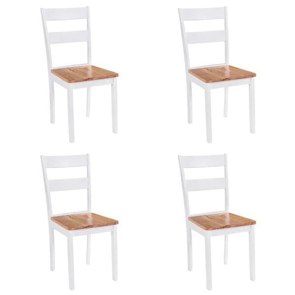 4 Eetkamerstoelen Rubberwood Wit | Retour Deal | 35% Korting, Huis en Inrichting, Stoelen, Vier, Nieuw, Hout, Verzenden