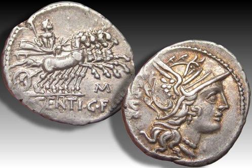 République romaine. L. Sentius C.f.. Denarius Rome mint 101, Postzegels en Munten, Munten | Europa | Niet-Euromunten