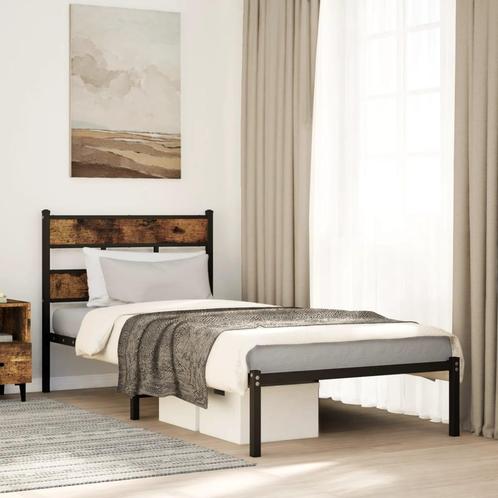 vidaXL Bedframe zonder matras metaal gerookt eikenkleurig, Huis en Inrichting, Slaapkamer | Bedden, Nieuw, Verzenden