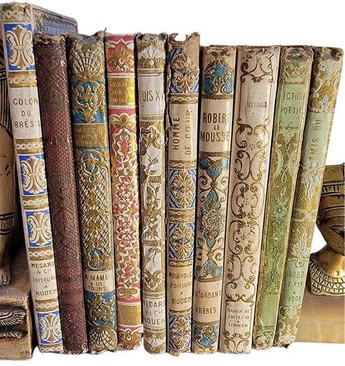 Lot avec 10 Cartonnage romantiques - 1857-1871, Antiquités & Art, Antiquités | Livres & Manuscrits