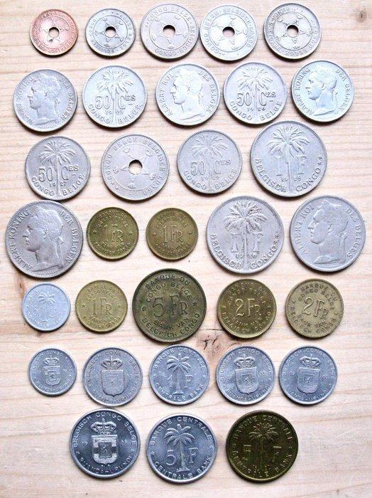 Belgisch-Congo. 32 different old coins 1910-1960 Centime to, Postzegels en Munten, Munten | Nederland