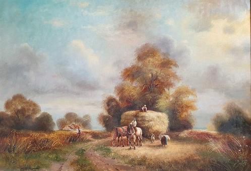 G. Steger (XX) - Heuernte /Erntelandschaft, Antiek en Kunst, Kunst | Schilderijen | Klassiek