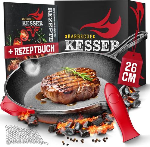 KESSER® Gietijzeren pan, rond, 26 cm, gietijzeren braadpan,, Huis en Inrichting, Woonaccessoires | Overige, Verzenden