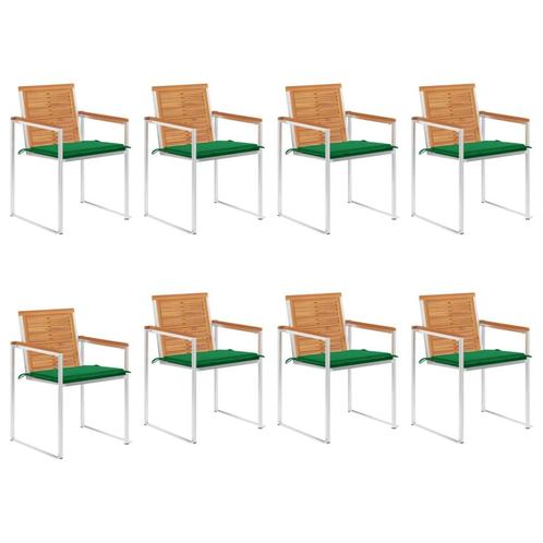 vidaXL Tuinstoelen 8 st met kussens massief acaciahout, Tuin en Terras, Tuinstoelen, Nieuw, Verzenden