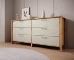 Meubella | Ladekast beige met eiken 171 cm - 6 lades, Verzenden, Nieuw