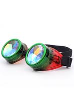 Goggles Steampunk Bril Groen Rood Montuur Caleidoscoop Glaze, Nieuw, Ophalen of Verzenden