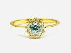 Ring - 18 karaat Geel goud -  0.50 tw. Aquamarijn - Diamant, Bijoux, Sacs & Beauté, Bijoux anciens