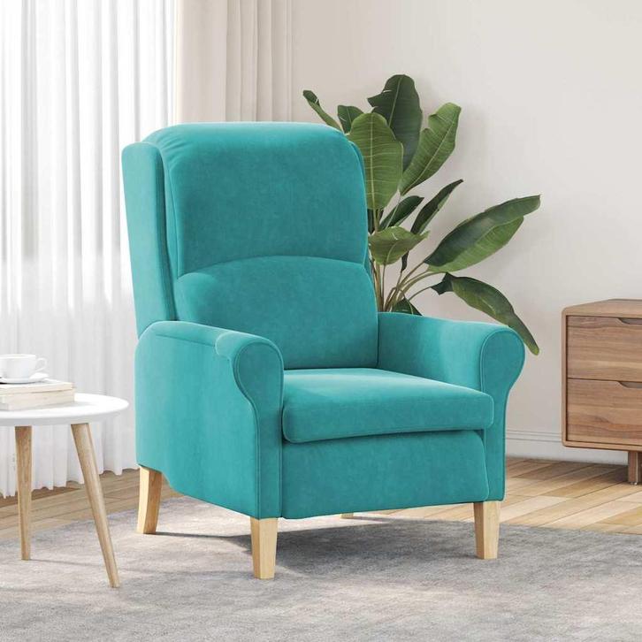 vidaXL Fauteuil Turquoise 76 x 94 x 102 cm Fluweel, Huis en Inrichting, Fauteuils, Nieuw, Verzenden
