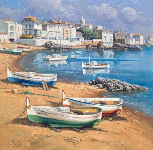 Agustín Pardo de Santayana (1926-1995) - Barcas al amanecer, Antiquités & Art, Art | Peinture | Classique