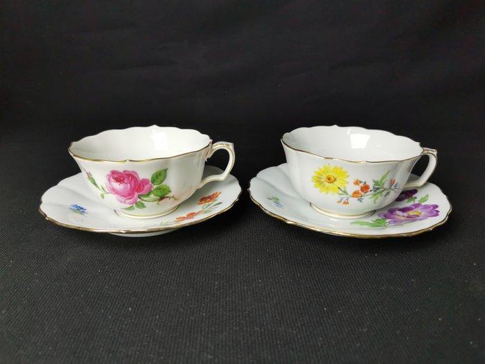 Meissen - Fiori - 2 Tazze da Tè con piattino - Service à, Antiek en Kunst, Antiek | Meubels | Tafels