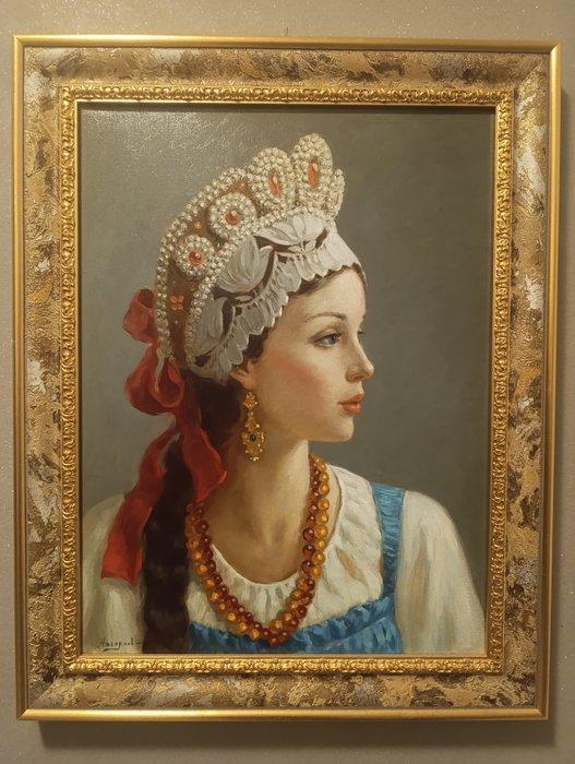 Vladislav Nagornov (1974-) - Giovane donna con collana, Antiek en Kunst, Kunst | Schilderijen | Klassiek