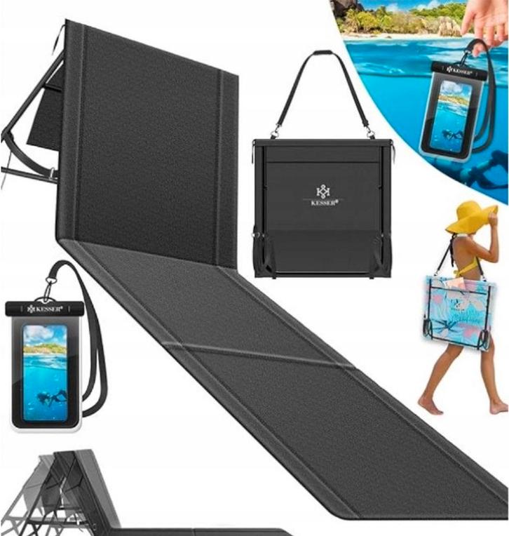 KESSER® Opvouwbare strandmatten - Ligstoel - Zwart, Huis en Inrichting, Woonaccessoires | Overige, Verzenden