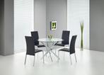 RAYMOND Eettafel Glas Zilver 100x100 | Retour Deal | 40%..., Huis en Inrichting, 100 tot 150 cm, Verzenden, Rond, Nieuw
