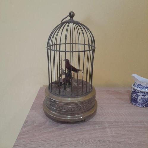 Automaton van een vogel in vogelkastje - 1900-1910 - Twee, Antiek en Kunst, Antiek | Klokken