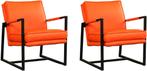 Set van 2 Oranje leren industriële design stoels - Toledo, Maison & Meubles, Fauteuils, Ophalen of Verzenden
