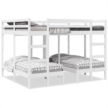 vidaXL Stapelbed 3-voudig grenenhout wit 160x200/80x160 cm, Verzenden