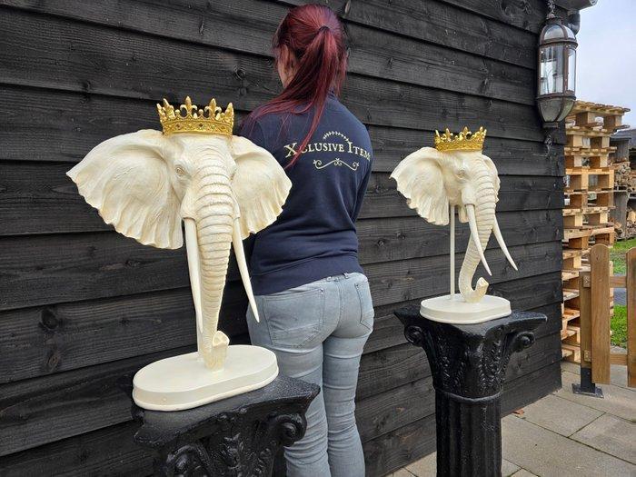 Beeld, 2Pcs - XL King Elephants - 56 cm - Hars, Metaal -, Antiek en Kunst, Curiosa en Brocante