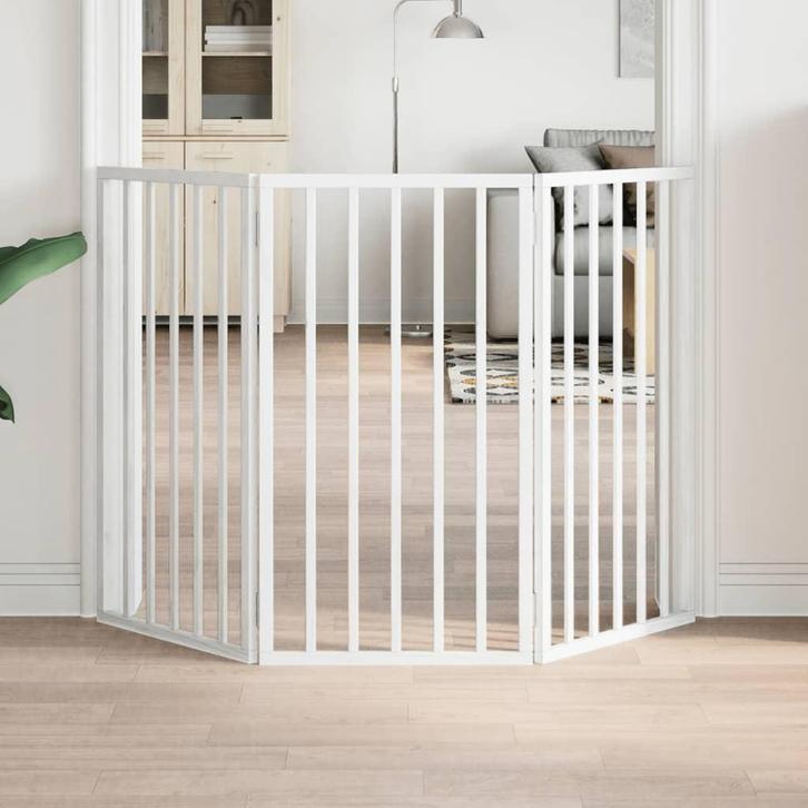 vidaXL Hondenhek opvouwbaar 3 panelen wit 150 cm, Dieren en Toebehoren, Hondenbenches, Nieuw, Verzenden