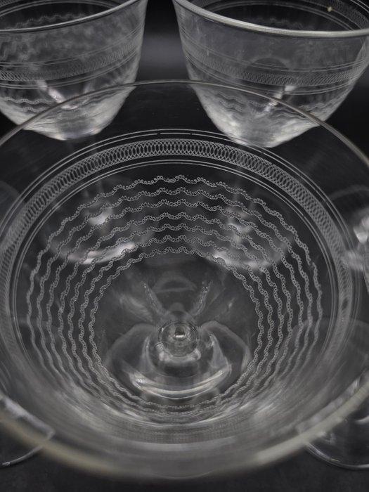 Drinkservies voor 6 (7) - guilloché - Kristal, Antiek en Kunst, Antiek | Glaswerk en Kristal