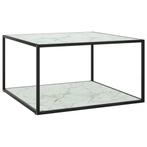 vidaXL Table basse Noir avec verre marbre blanc 90x90x50, Verzenden