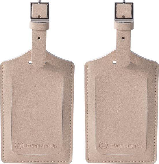 2dekans | EverNeeds Bagagelabel - PU Leer - Crème - 2 Stuks, Handtassen en Accessoires, Koffers, Ophalen of Verzenden