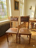 Bijzetstoel (2) - Eik, Leder - Amsterdamse stoelen set, Antiek en Kunst