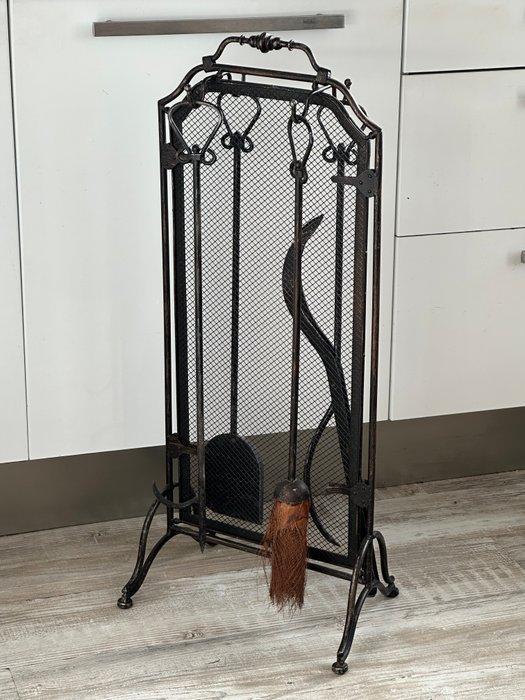 Openhaardscherm inclusief met gereedschap - Openhaard, Antiek en Kunst, Curiosa en Brocante