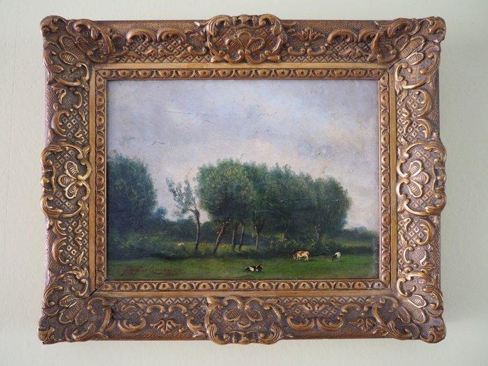 Johan Hendrik Doeleman (1848–1913) - Landscape with cows in, Antiek en Kunst, Kunst | Schilderijen | Klassiek