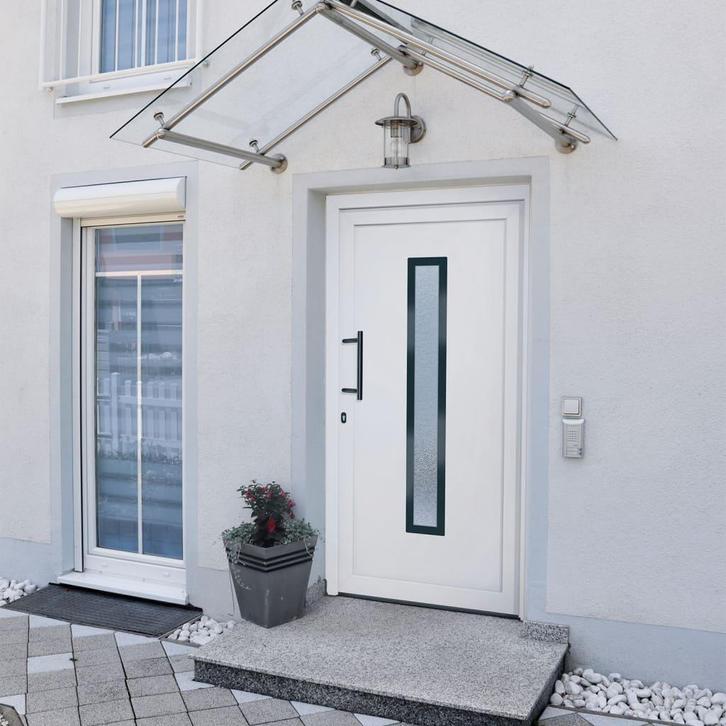 vidaXL Voordeur 108x208 cm PVC wit, Doe-het-zelf en Bouw, Deuren en Vliegenramen, Nieuw, Verzenden