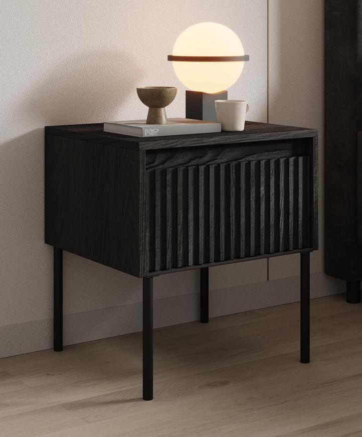 Meubella Nachtkastje Timoteo mat zwart 45 cm met lade, Huis en Inrichting, Kasten | Overige, Nieuw, Verzenden