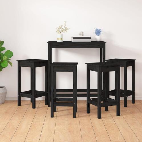 vidaXL 5-delige Barset massief grenenhout zwart, Huis en Inrichting, Complete eetkamers, Nieuw, Verzenden