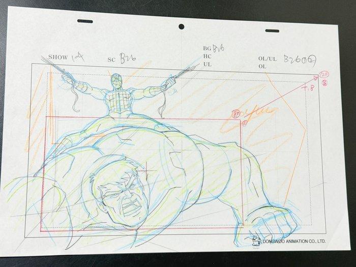 Marvel - Originele animatietekening van Spider-Man en Hulk,, Cd's en Dvd's, Dvd's | Tekenfilms en Animatie