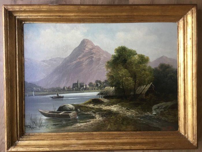 Adolf Kaufmann (1848-1916) - Seenlandschaft, Antiek en Kunst, Kunst | Schilderijen | Klassiek