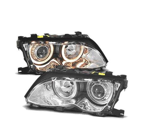 Phares Pour Bmw E46 01-05 Angel Eyes Chromé, Auto-onderdelen, Verlichting, Verzenden