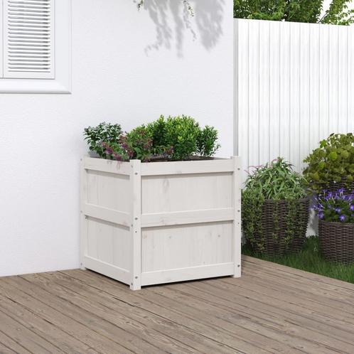 vidaXL Jardinière blanc 60x60x60 cm bois de pin massif, Jardin & Terrasse, Pots de fleurs, Neuf, Envoi