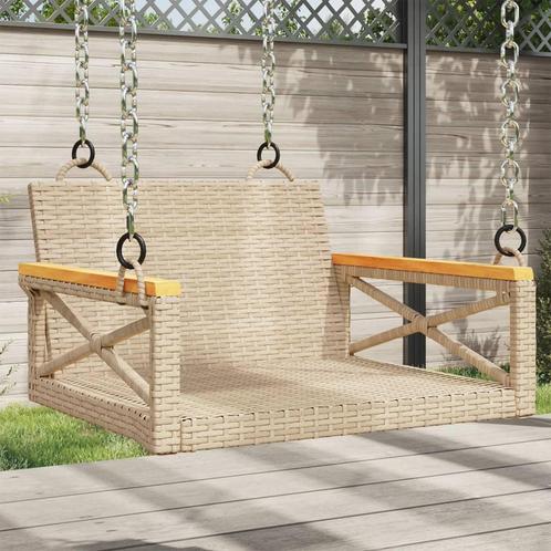 vidaXL Schommelbank 63x62x40 cm poly rattan beige, Tuin en Terras, Tuinsets en Loungesets, Nieuw, Verzenden