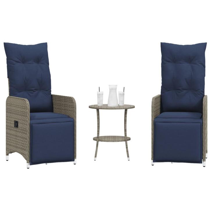 vidaXL Tuinstoelen 2 st verstelbaar met tafel poly rattan, Tuin en Terras, Tuinstoelen, Nieuw, Verzenden